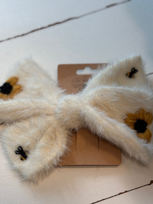 Sunflower & Bee Fluffy Bow