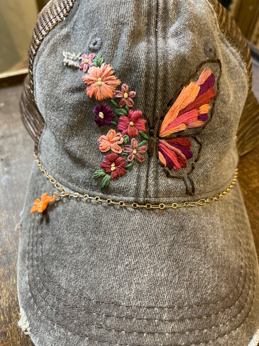 Hand Stitched Butterfly Hat