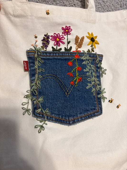 Hand Stitched Canvas Tote Bag
