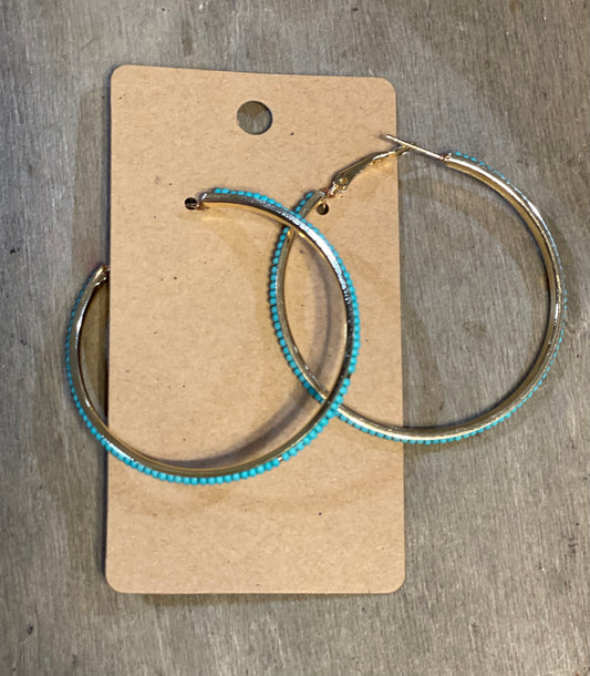 Turquoise Beaded Hoops