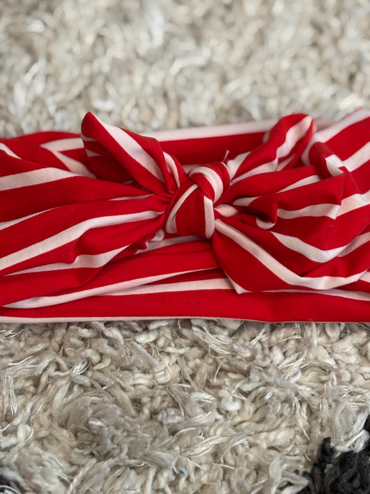 Red & White Striped Faux Bow