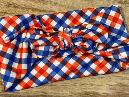 Small Red & Blue Checkered Faux Bow