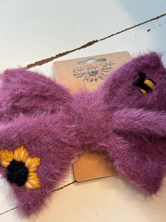 Sunflower& Bee Fluffy Bow