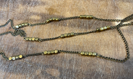 BRASS CHAIN W/ SQUARE BEADS