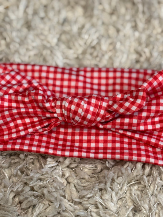 Red& White Small Checkered Faux Bow