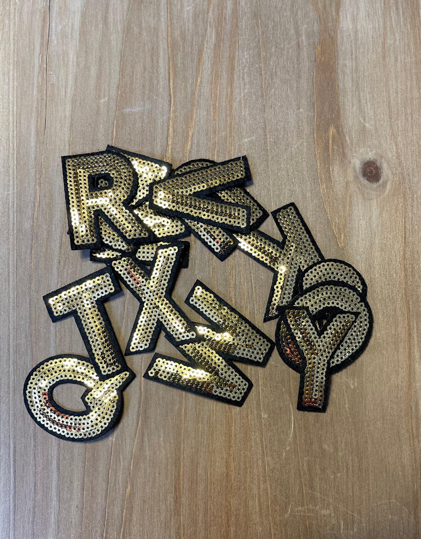 Gold Sequined Letters & Numbers Patch