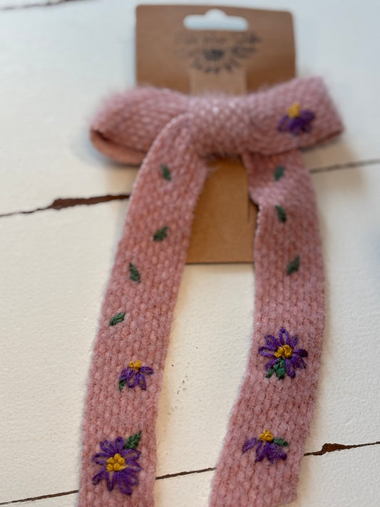 Purple Floral Petite Bow