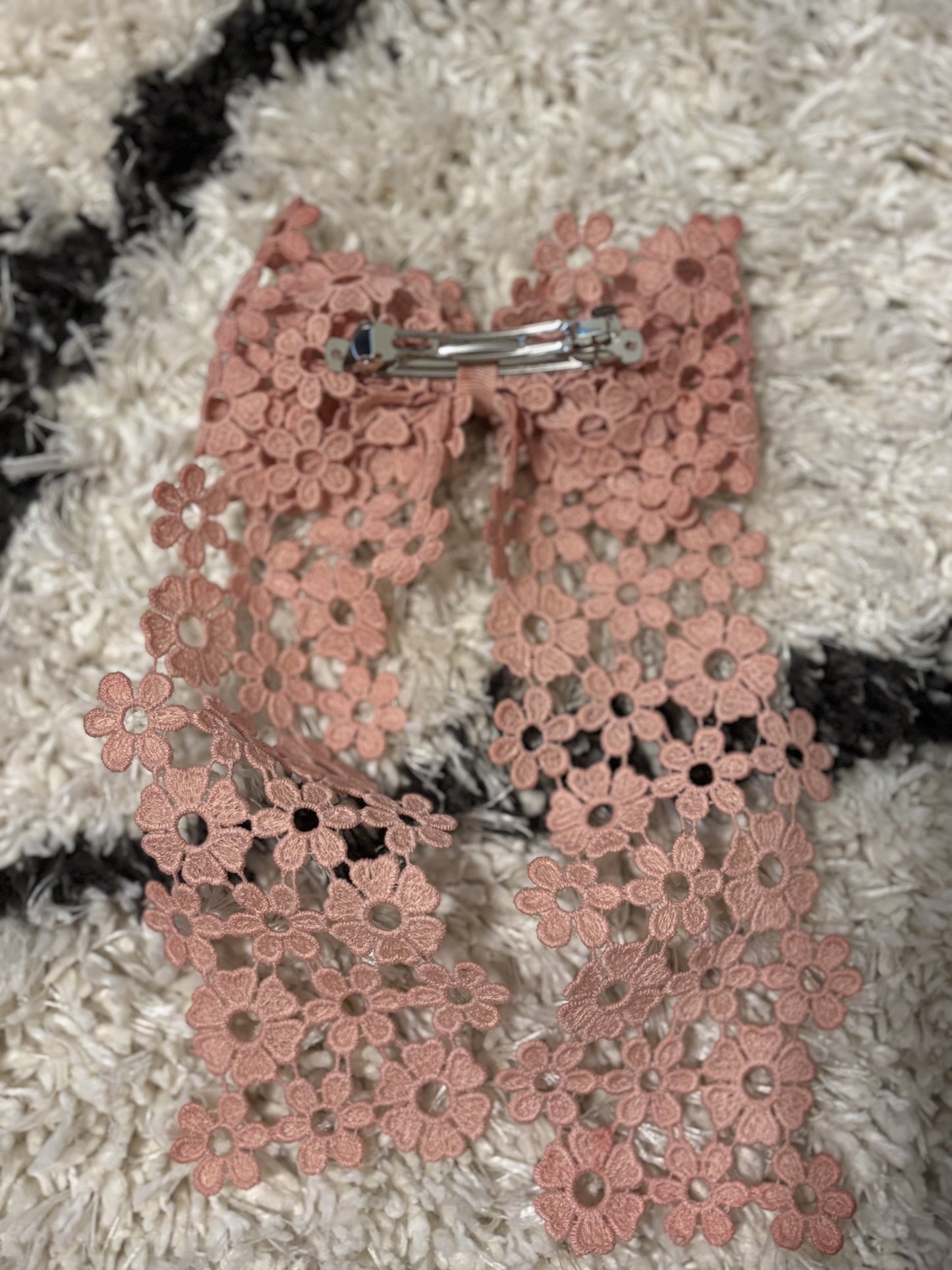 Rose Daisy Crochet Bow