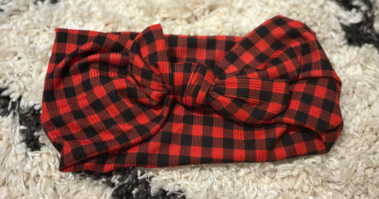 Red & Black Checkered Faux Bow