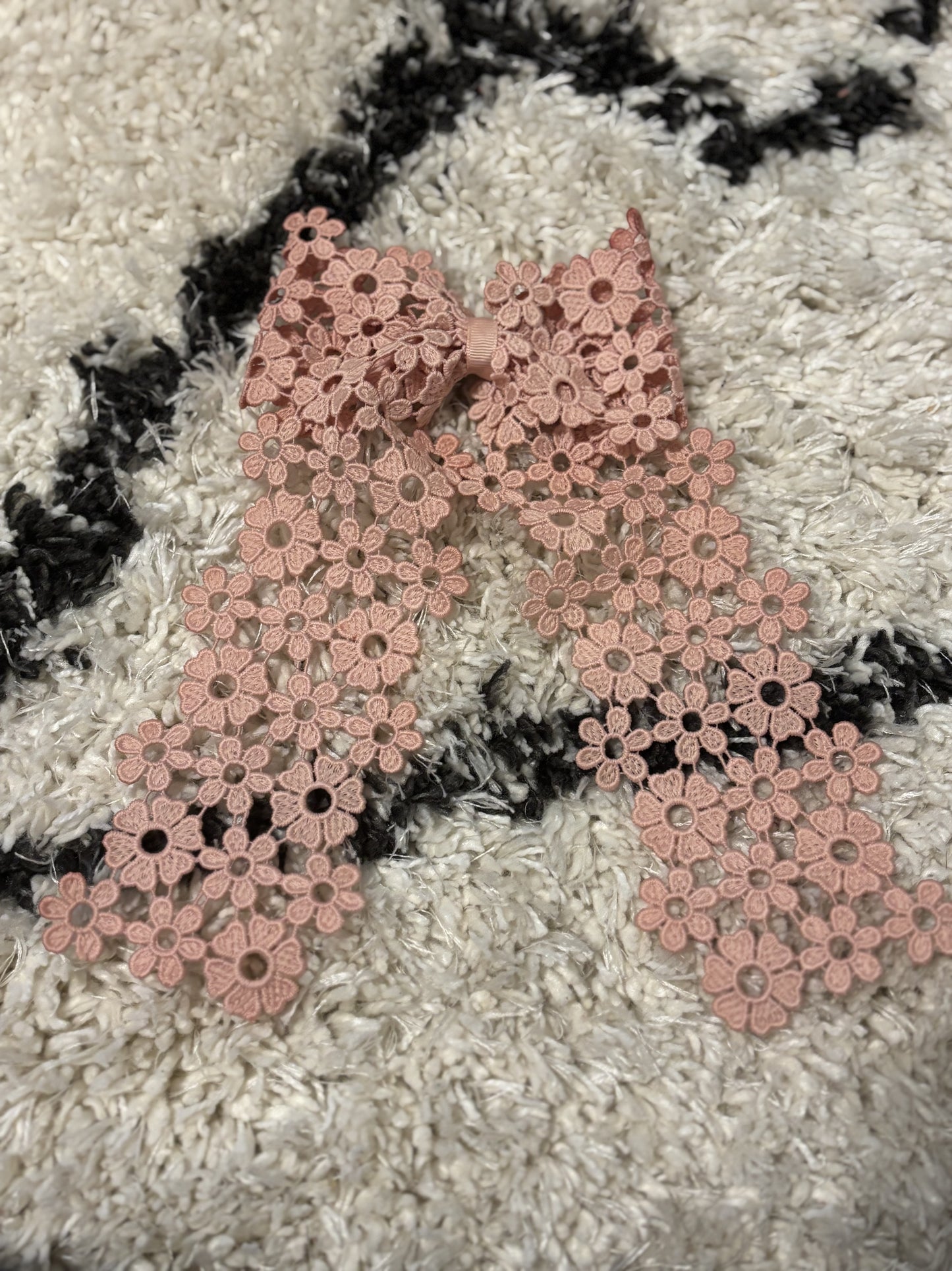 Rose Daisy Crochet Bow