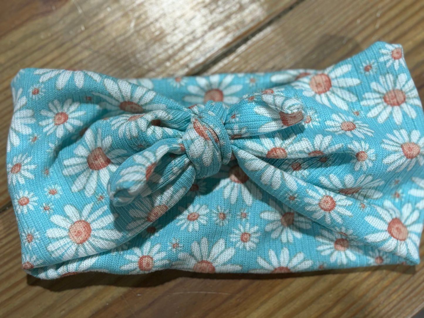 Bright Teal Daisy Faux Bow