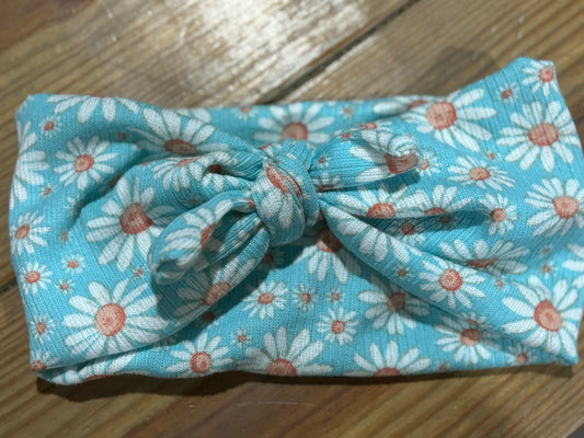 Bright Teal Daisy Faux Bow