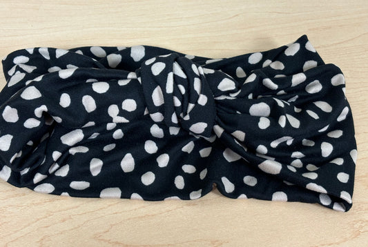 Black+Taupe Spot Faux Bow