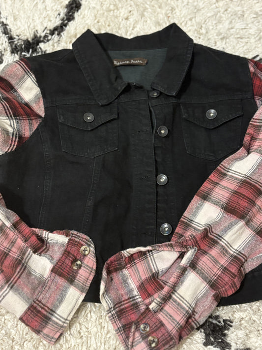 Black Jacket w/ Flannel Sleeves