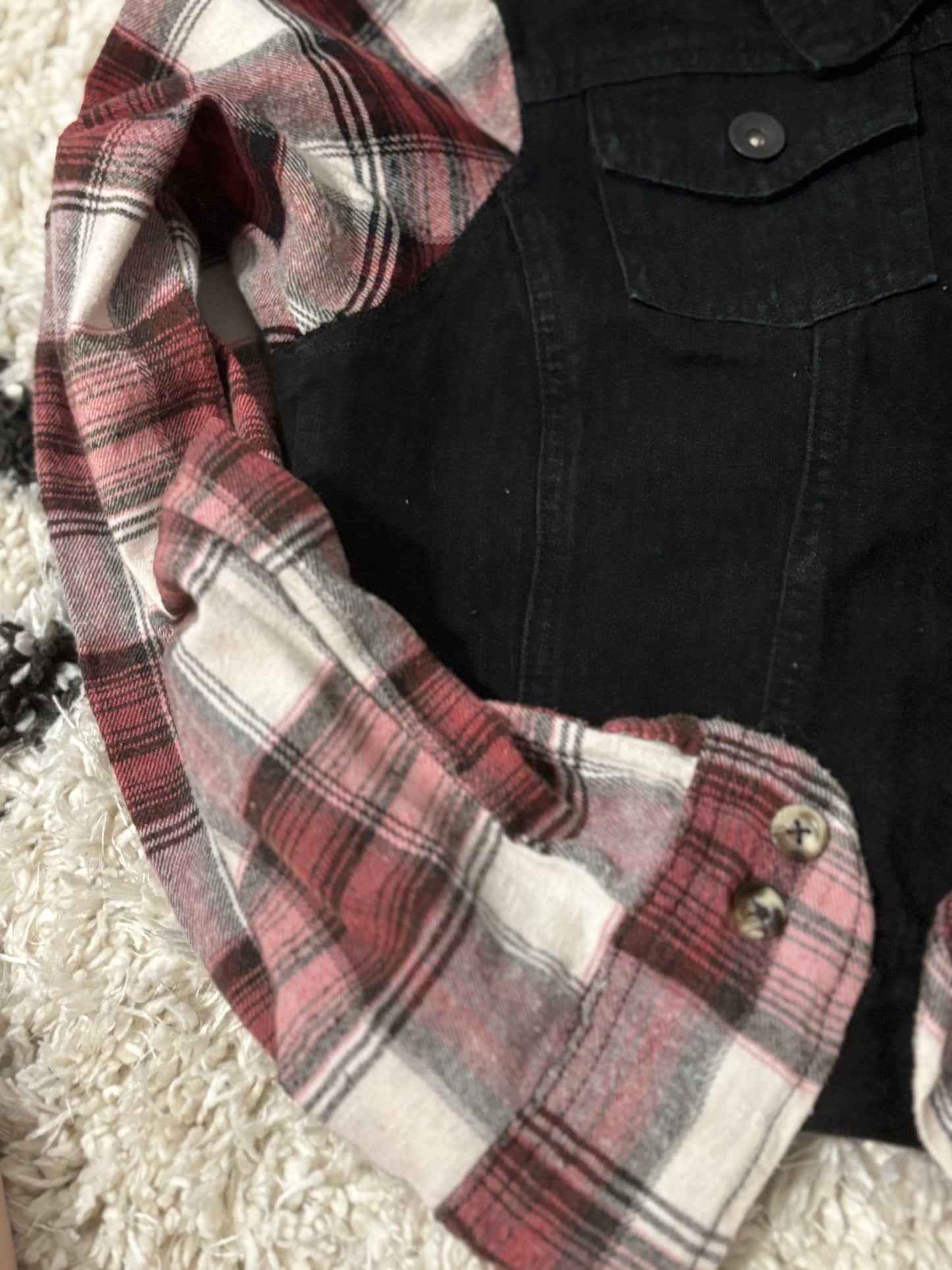 Black Jacket w/ Flannel Sleeves