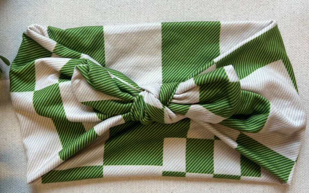 Green Checkered Faux Bow