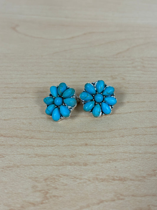 Turquoise Floral Stud Earrings