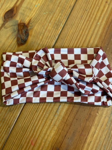 Wine Checkered Wander Bow