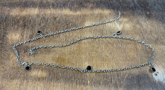 SILVER CHAIN W/ BLACK RHINESTONE