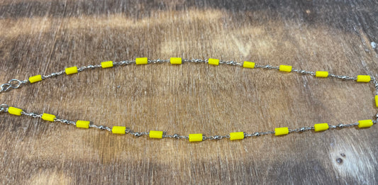 YELLOW BEAD SILVER CHAIN