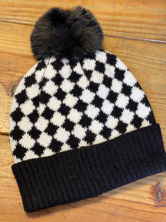 Black & White Checkered Beanie